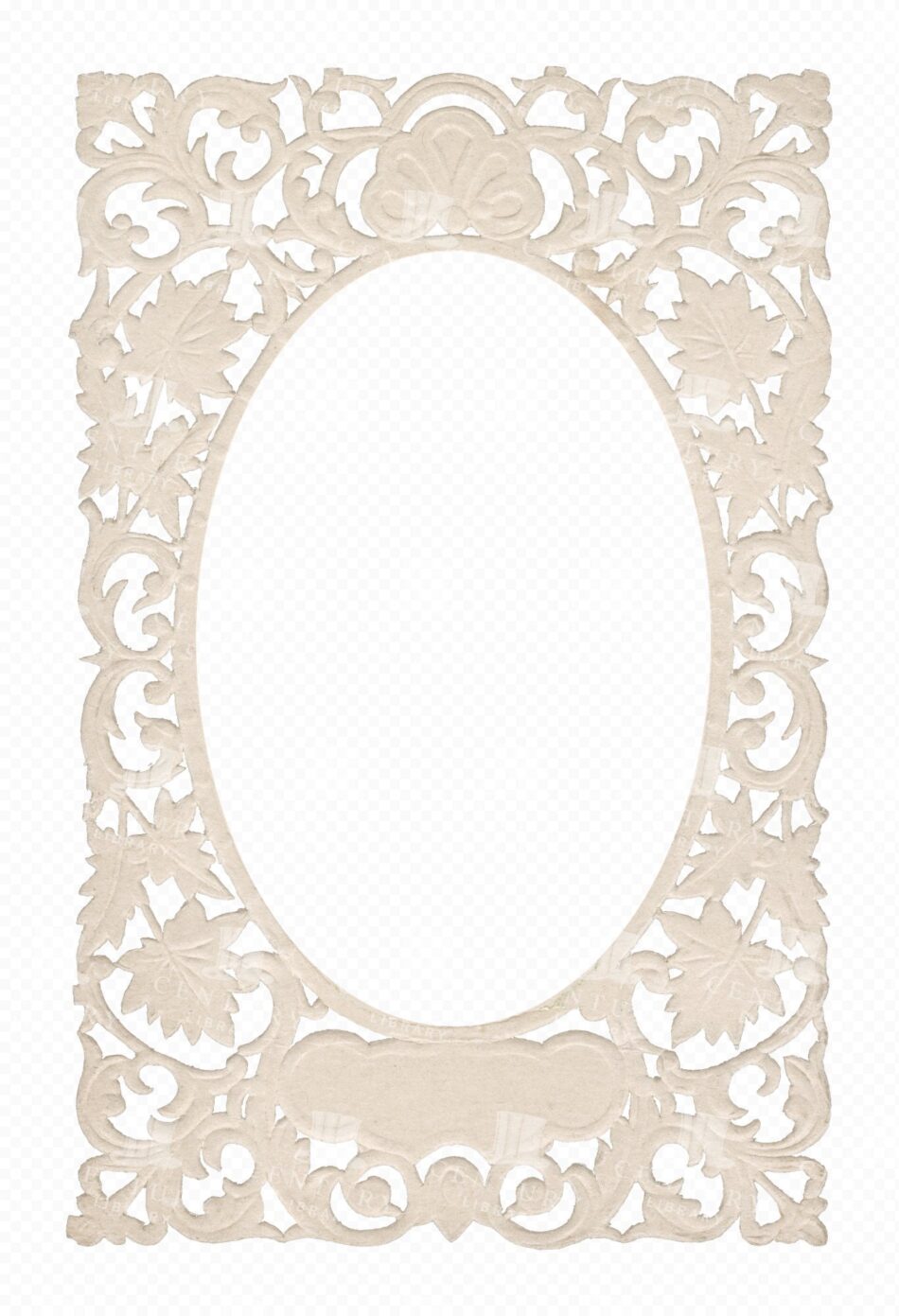 Oval Paper Lace Frame - Embossed Leaf Scrolls and Clasped Hands