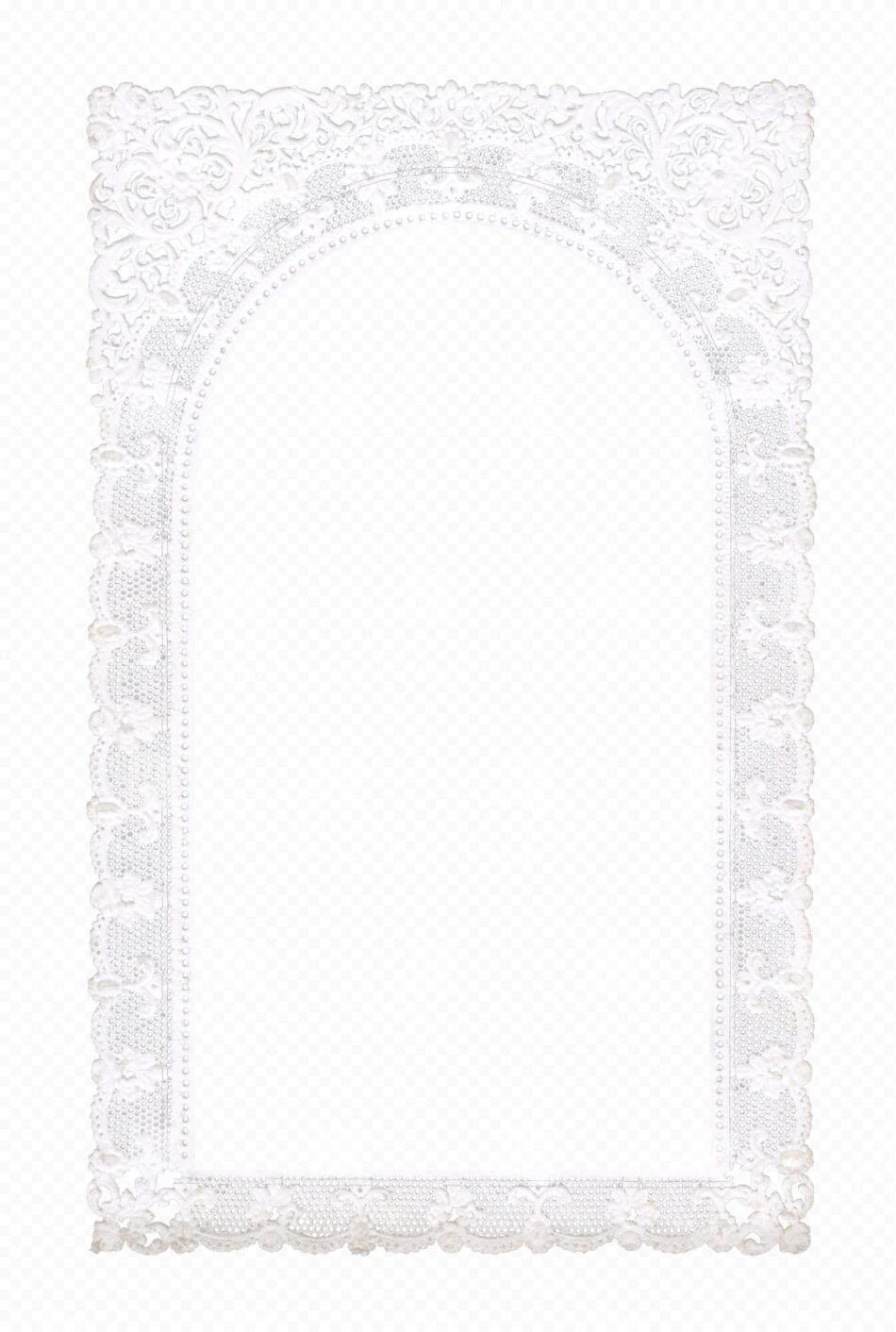 Embossed Paper Lace Frame - Tall Arched Floral Cutwork Border